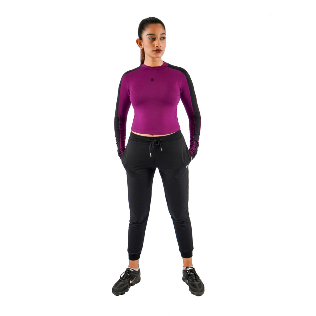 Classic Full Sleeve Crop Top Deep Berry sheactive
