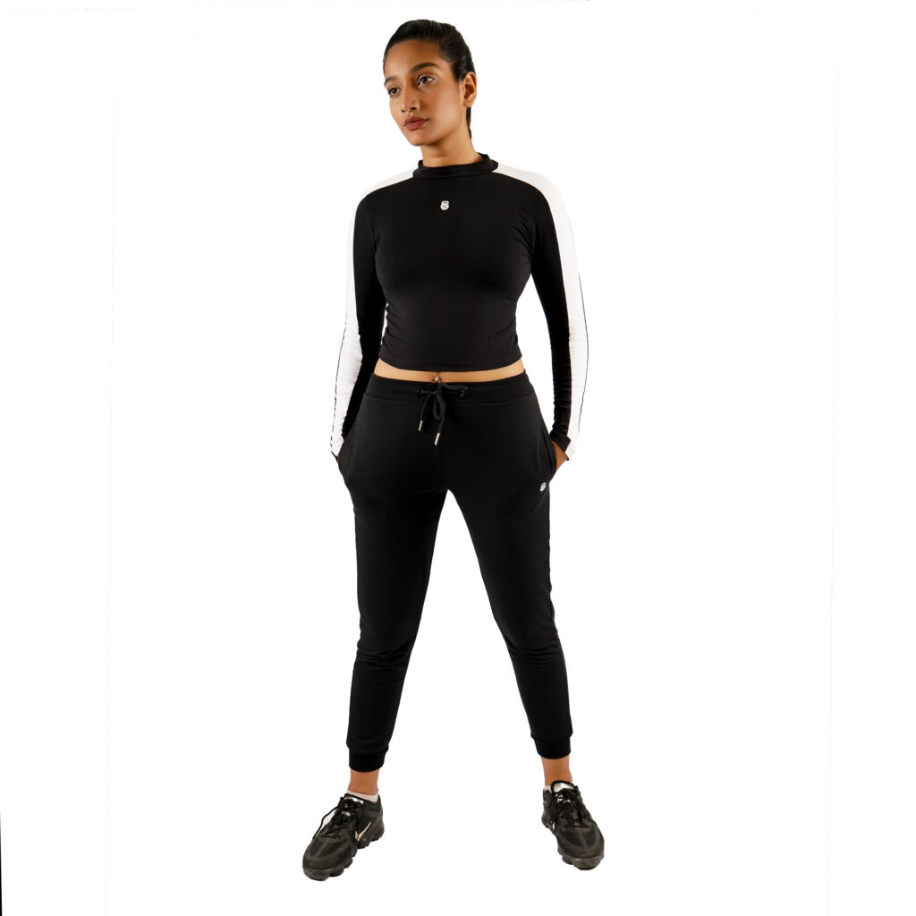 Classic Full Sleeve Crop Top Jet Black sheactive