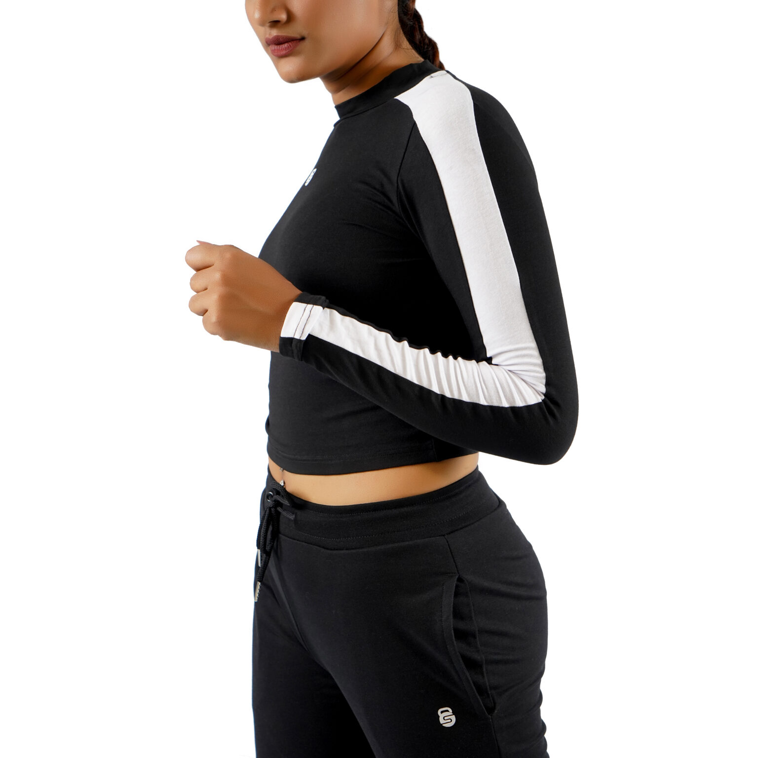 Classic Full Sleeve Crop Top Jet Black sheactive